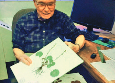 Kenton Chambers looking though collections of plant specimens