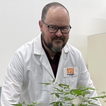 Bill Thomas working on hemp research